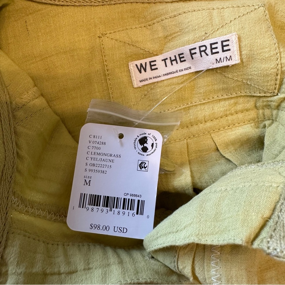 Free People Pale Yellow Short Sleeve Button Down Shirt - Picture 12 of 13
